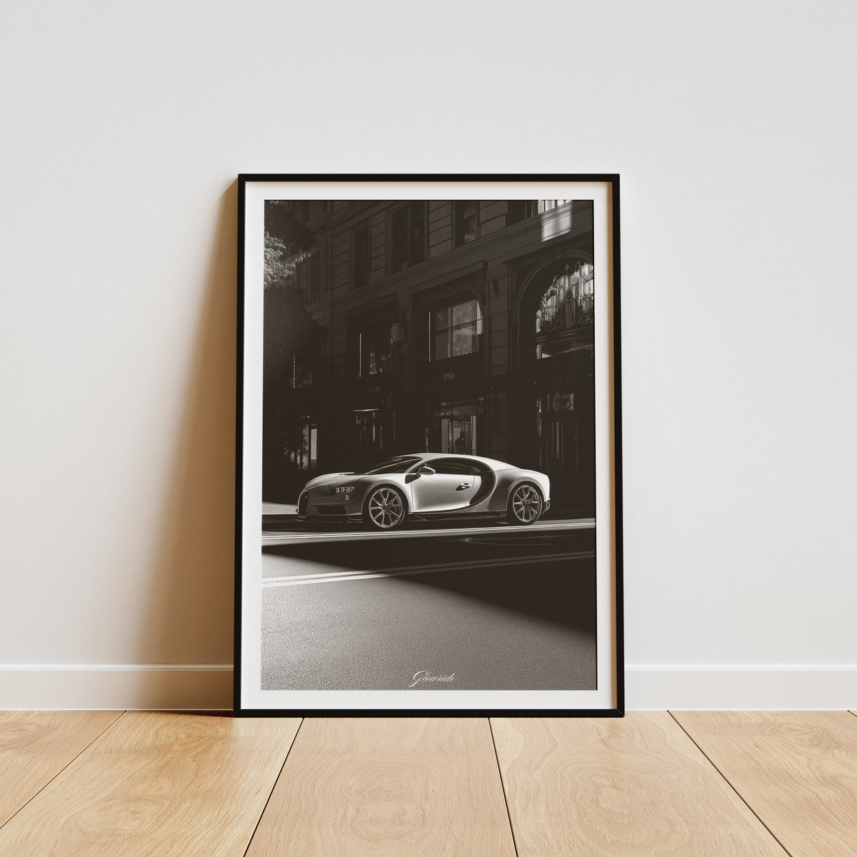 Bugatti Chiron Poster Luxury Line – Schwarz-Weiß Auto-Kunstwerk