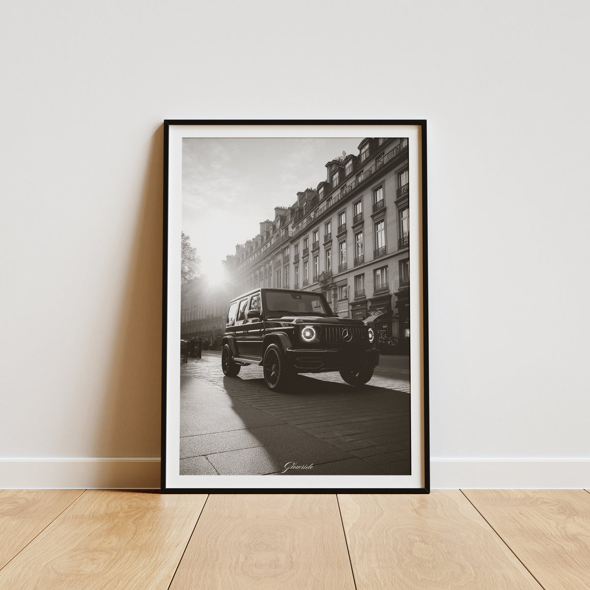 Mercedes-Benz G-Klasse Poster Luxury Line – minimalistisches Schwarz-Weiß Auto-Kunstwerk