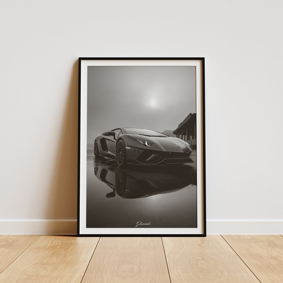 Lamborghini Aventador Poster Luxury Line – Schwarz-Weiß Auto-Kunstwerk